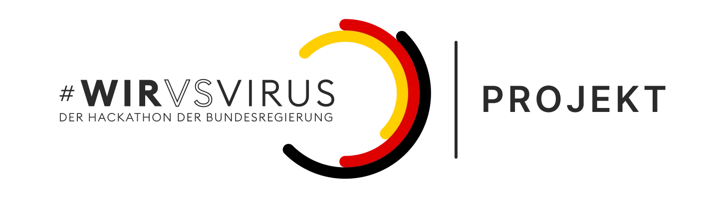 Logo des #WIRvsVIRUS Hackathons der Bundesregierung mit kreisförmiger Farbmarke und Projektkennzeichnung